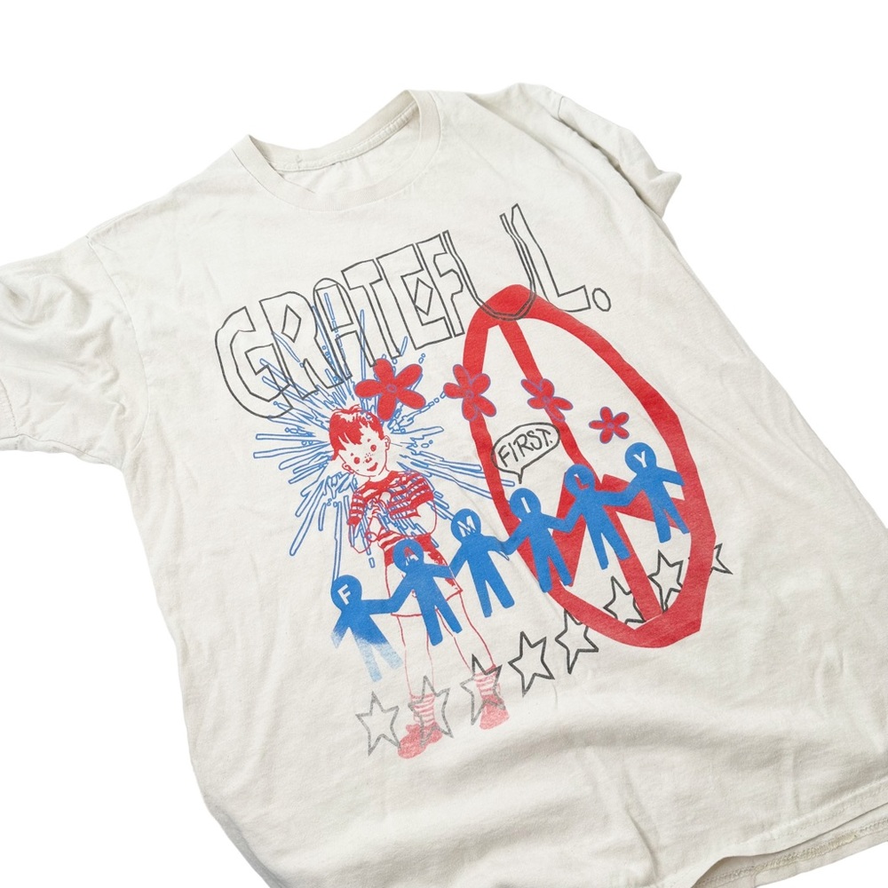 GRATEFUL Graphic Tee Cream Grafitti Large Mens - Picture 2 of 2
